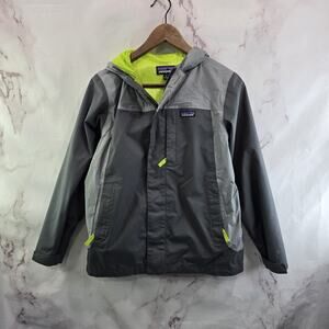 Patagonia Jacket Boys Large 12 Gray Green Hooded Ski Shell Wind 3 In 1